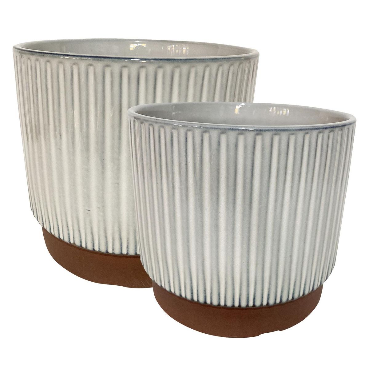 DECOGREEN - Set 2 Maceteros Enlozados Blancos 17x15 y 20x18