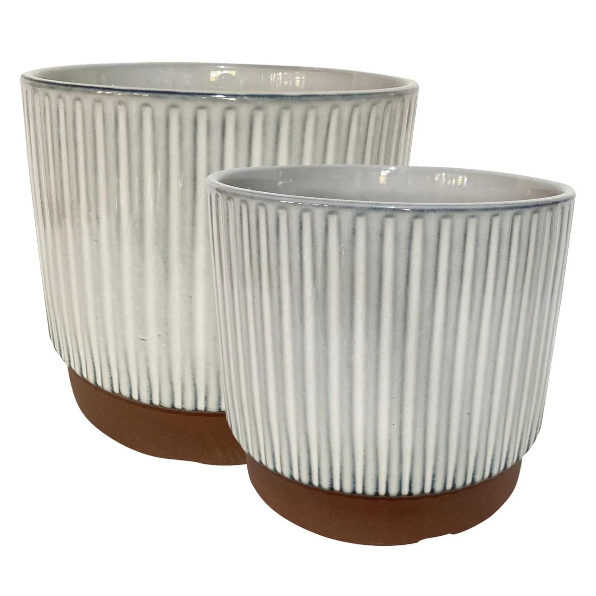 DECOGREEN - Set 2 Maceteros Enlozados Blancos 17x15 y 20x18