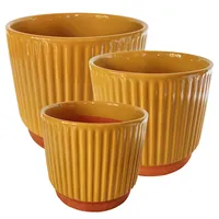 Set 3 Maceteros Enlozados Mostaza 14x12, 17x15 y 20x18