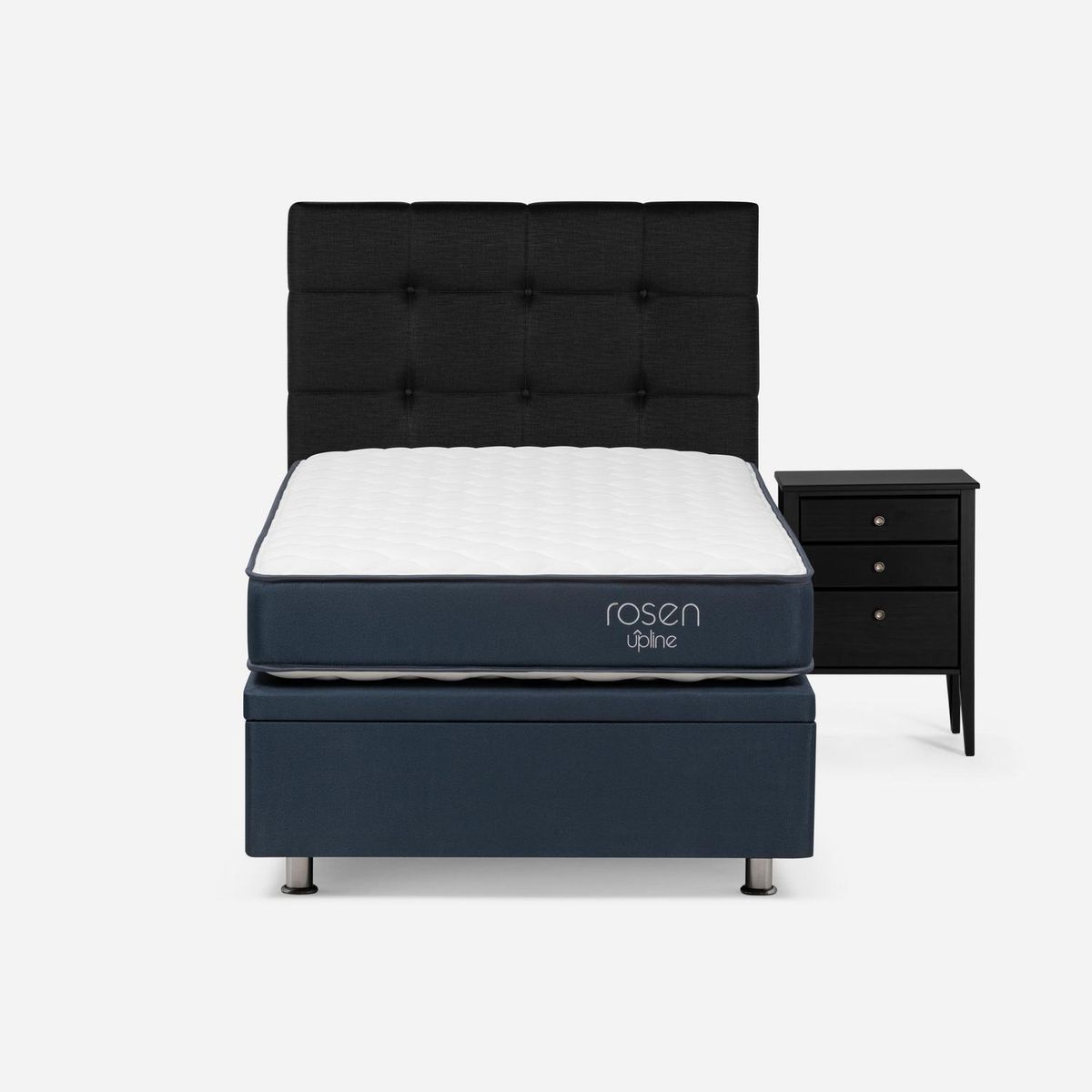 ROSEN - Cama 1.5 Plazas Boxet Upline + Respaldo + Velador