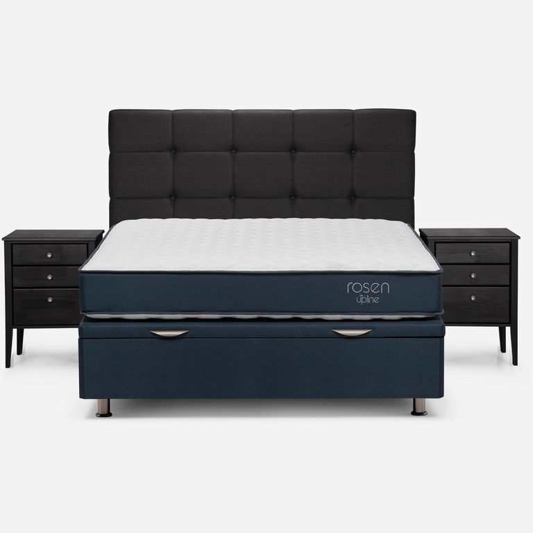 ROSEN Cama 2 Plazas Boxet Upline + Respaldo + Velador