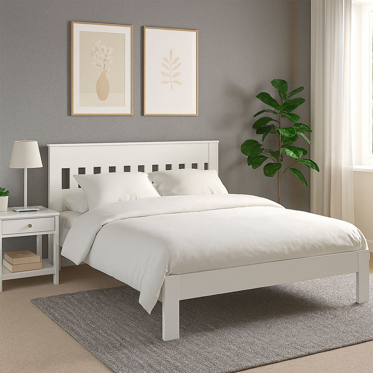 TECNOMOBILI - Cama marquesa tradicional 2 plazas blanco v.vertical