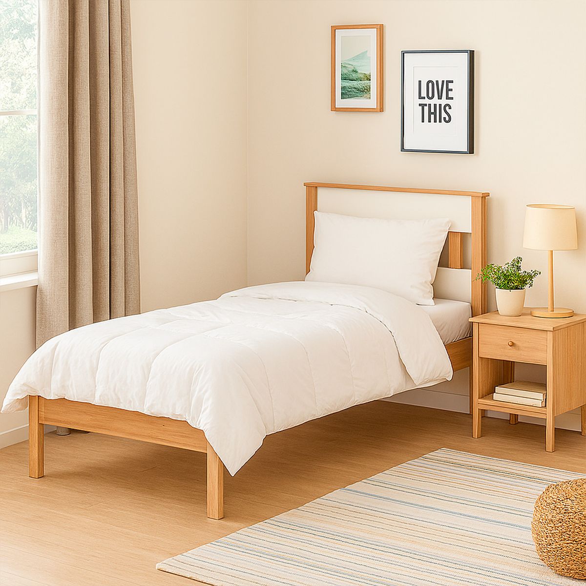 TECNOMOBILI - Cama marquesa tradicional 1 plaza almendra/blanco v.vertical