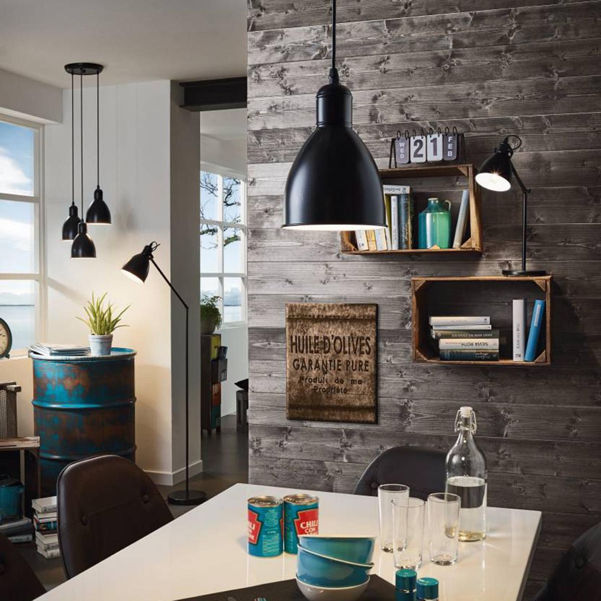 EGLO - Lámpara de Pie Priddy Negro 23x137 cm