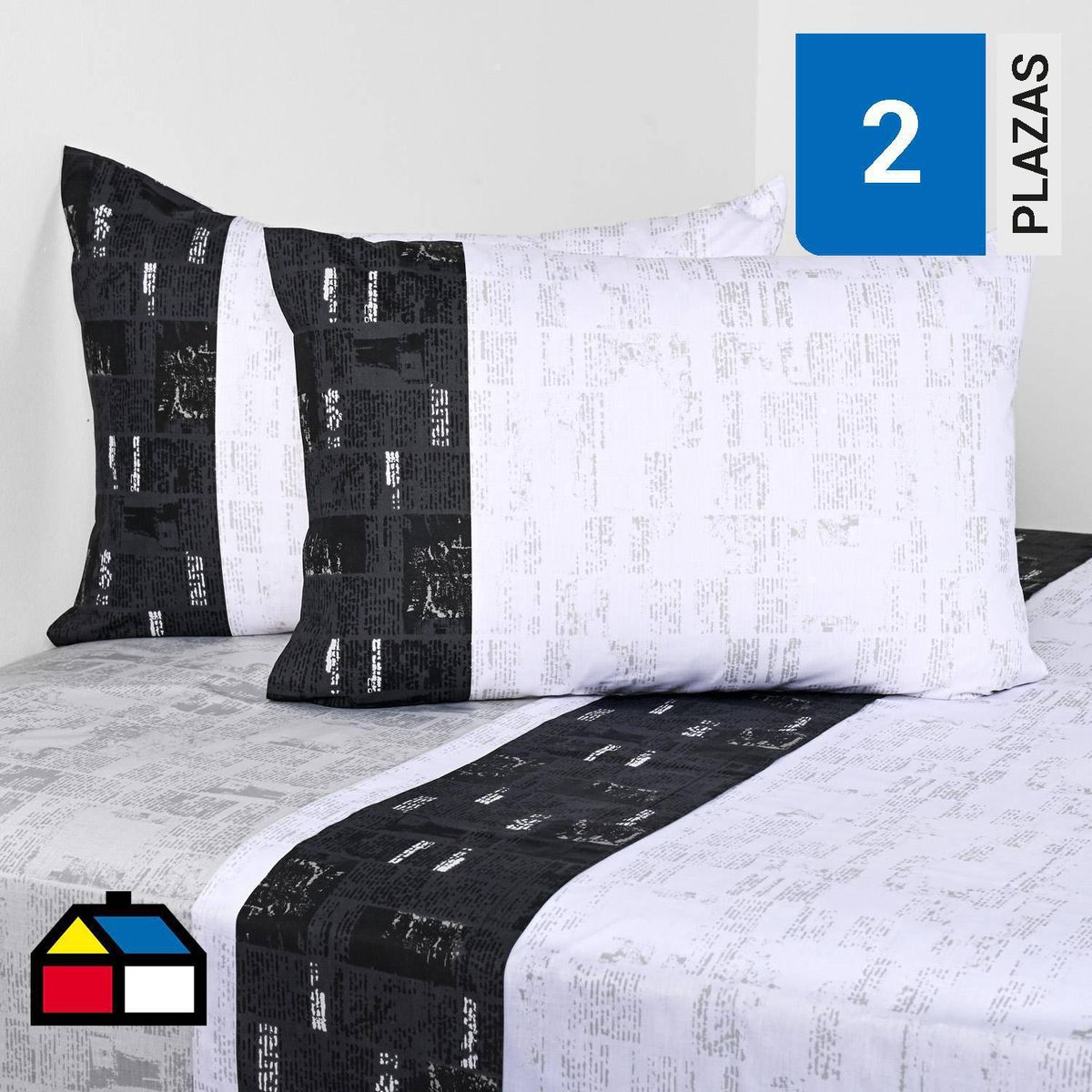 AMERICAN FAMILY - Juego de Sábanas News 2 plazas 144 Hilos Gris