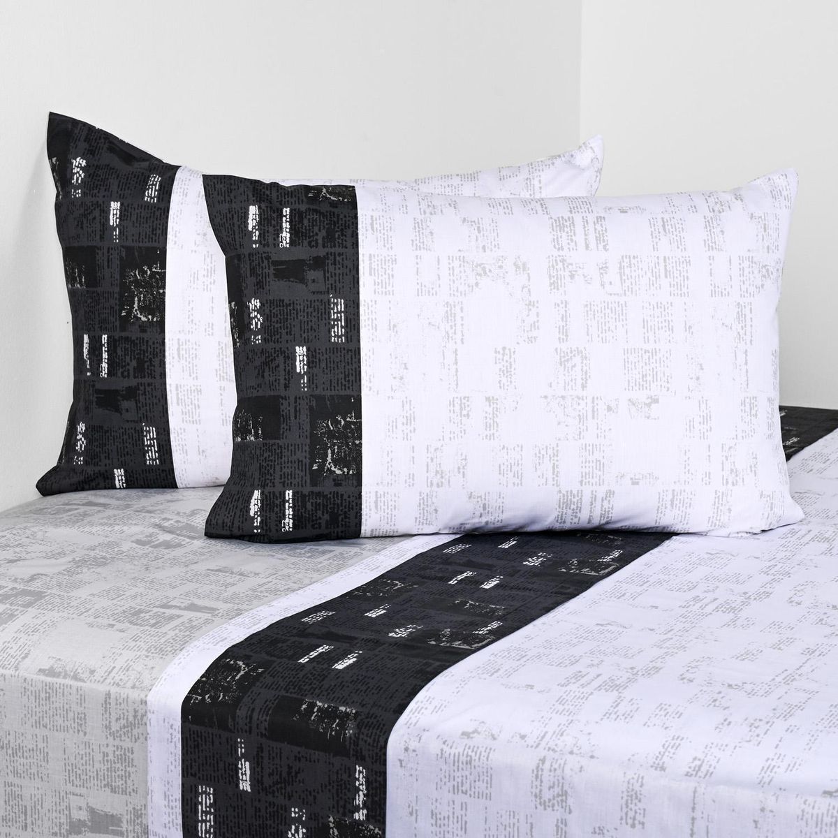 AMERICAN FAMILY - Juego de Sábanas News 2 plazas 144 Hilos Gris