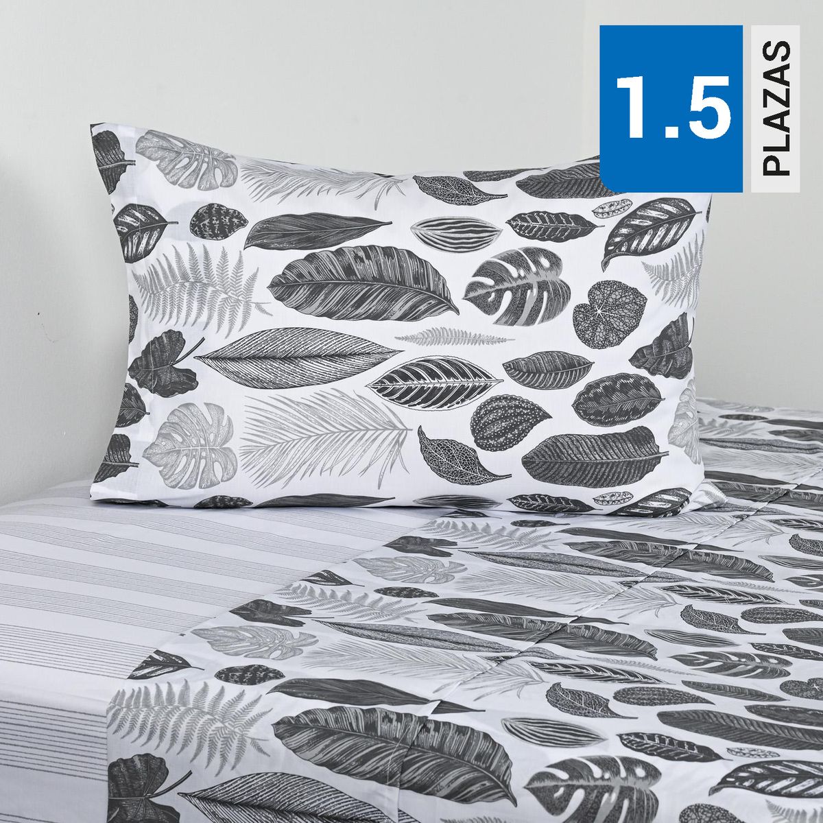 ELEMENTS BY CANNON - Juego de Sábanas Blacknature 1.5 plazas 200 Hilos Celeste