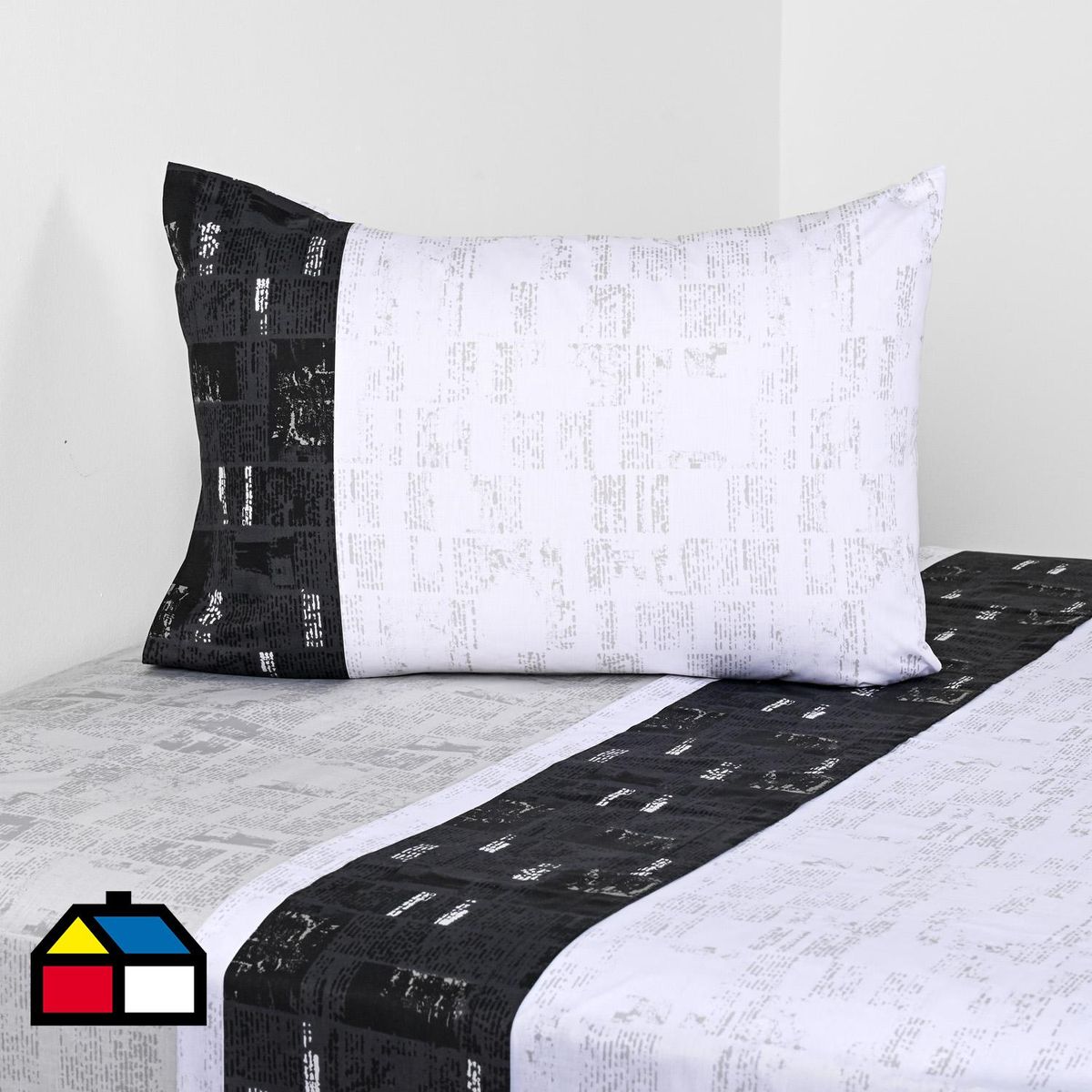 AMERICAN FAMILY - Juego de Sábanas News 1.5 plazas 144 Hilos Gris