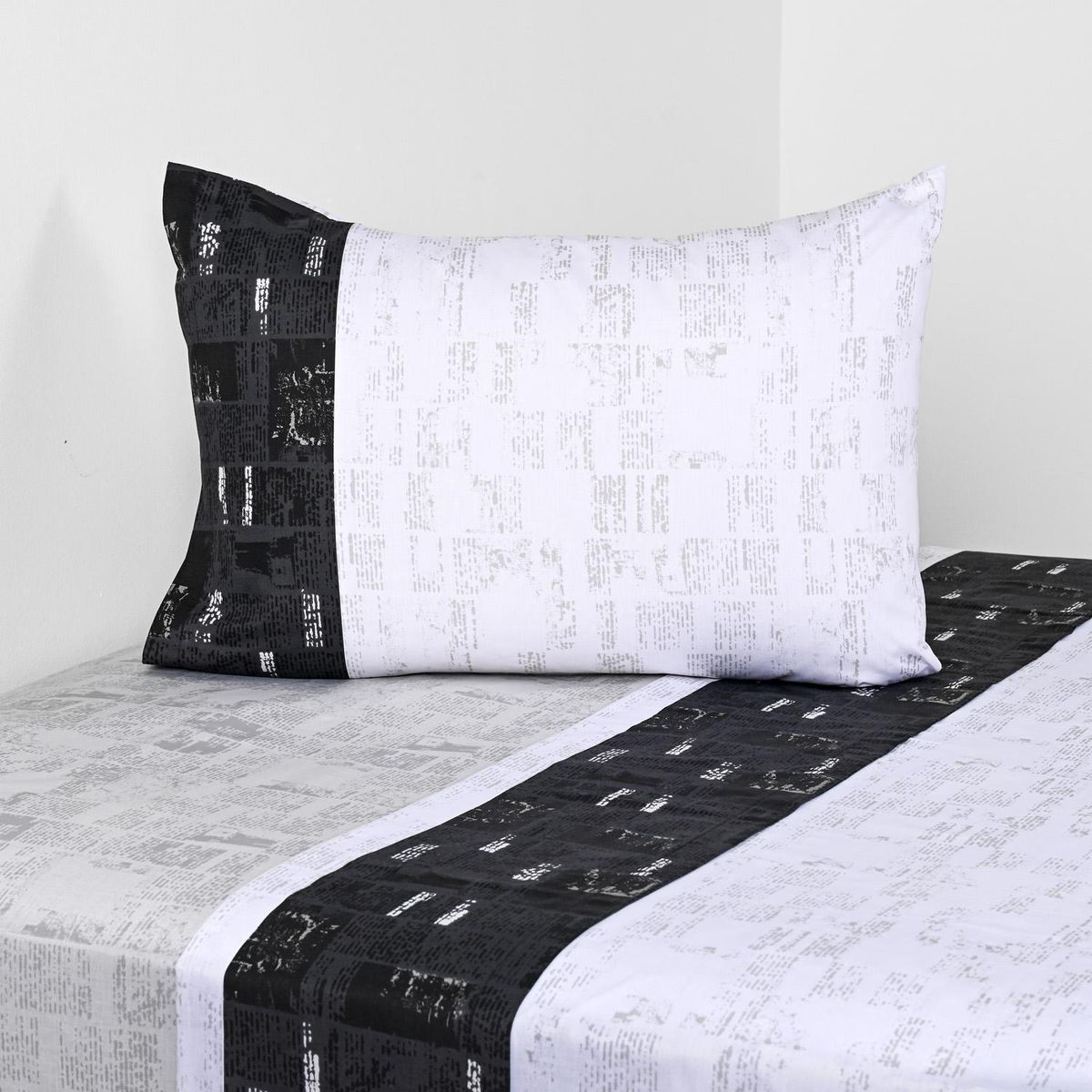 AMERICAN FAMILY - Juego de Sábanas News 1.5 plazas 144 Hilos Gris