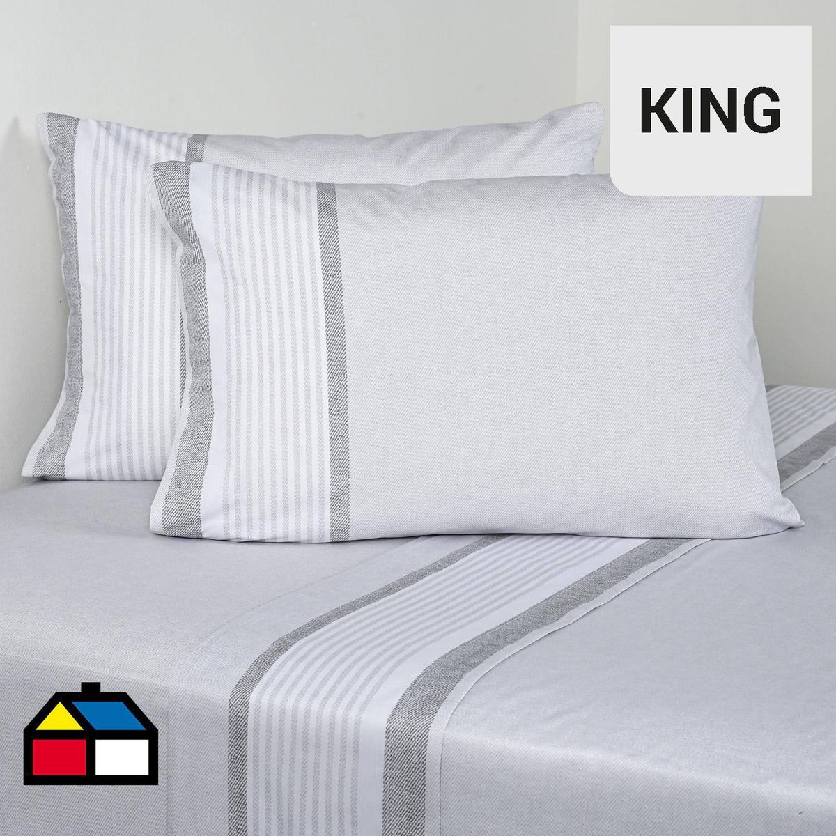ELEMENTS BY CANNON - Juego de Sábanas Lines King 200 Hilos Gris