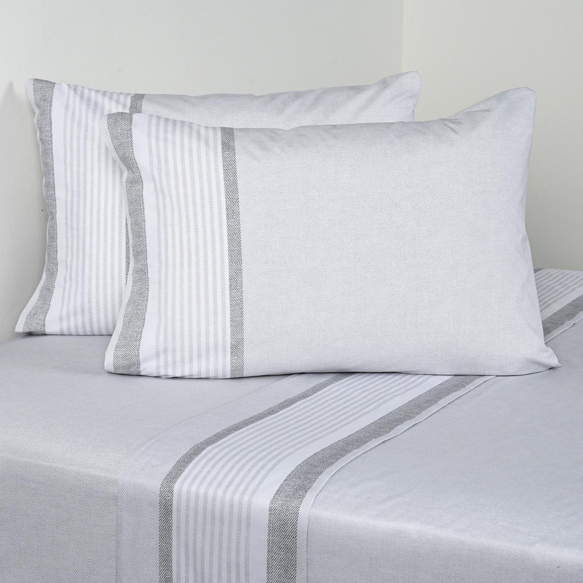 ELEMENTS BY CANNON - Juego de Sábanas Lines King 200 Hilos Gris
