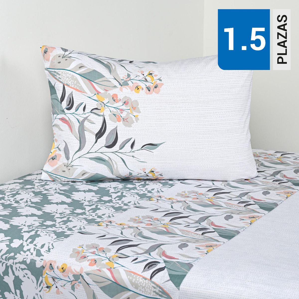 CANNON - Juego de Sábanas Rainforest 1.5 plazas 200 Hilos Blanco