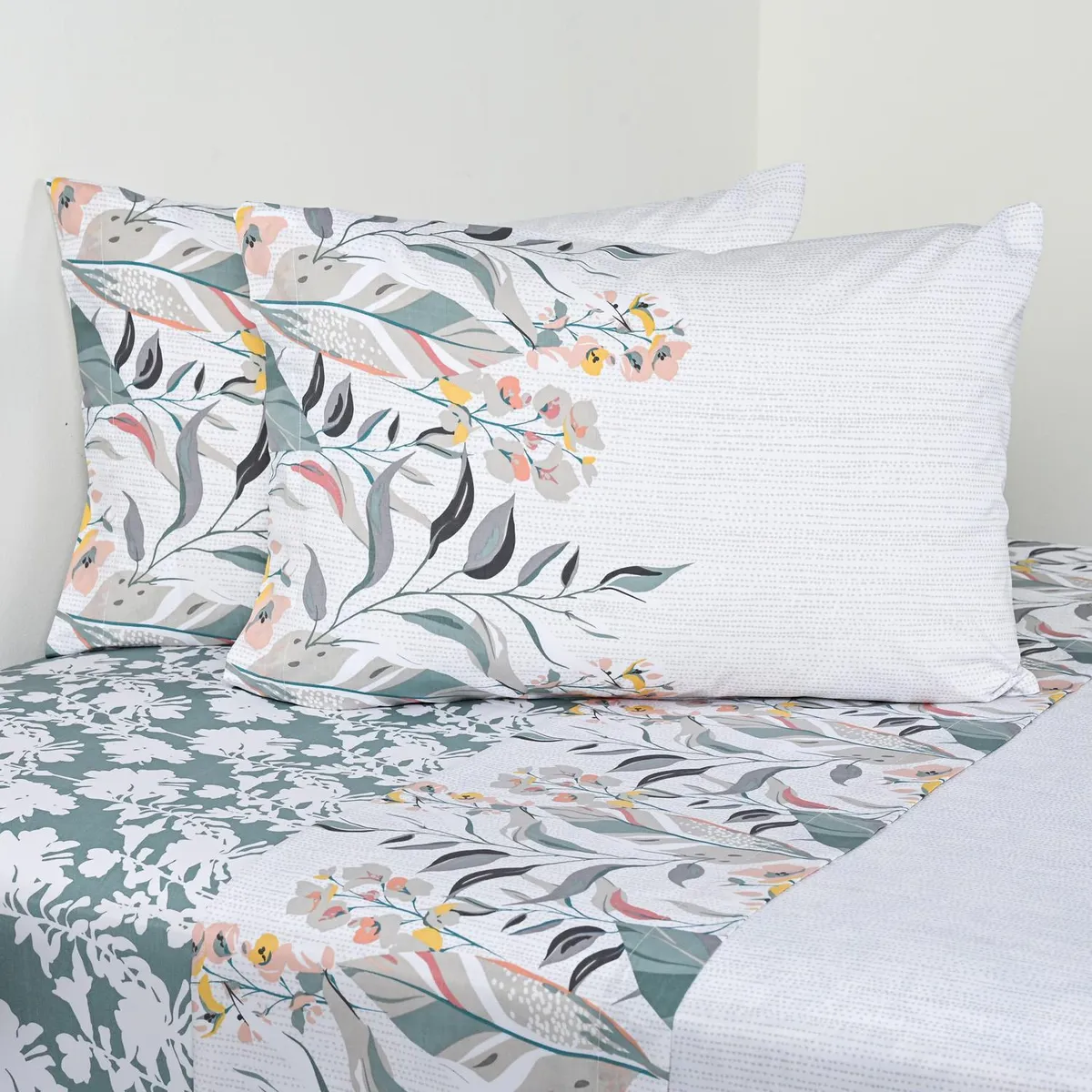 CANNON - Juego de Sábanas Rainforest 2 plazas 200 Hilos Blanco