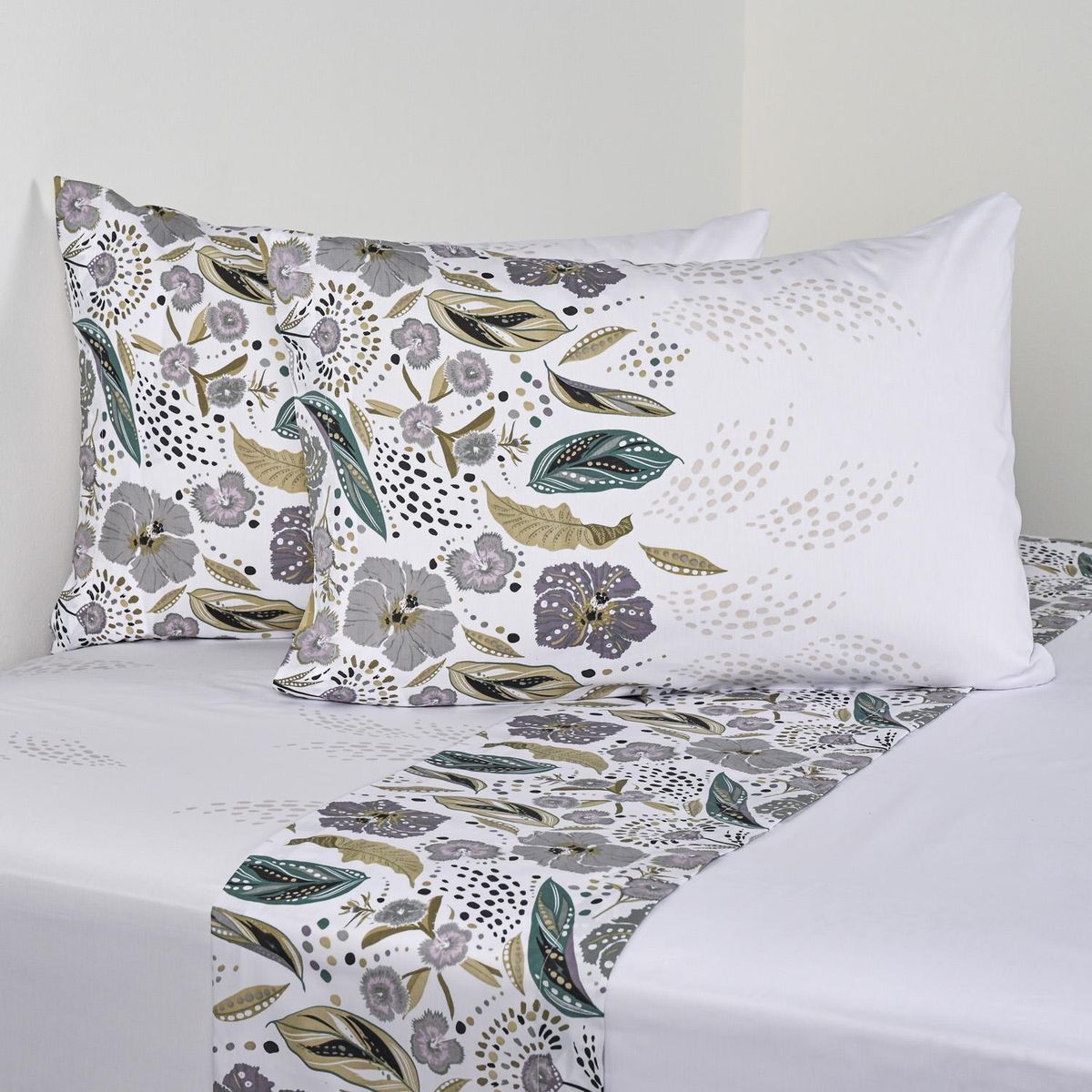 ELEMENT & CO - Juego de Sábanas Rainy King 200 Hilos Blanco