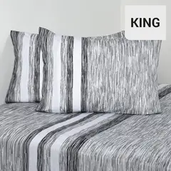 ELEMENT & CO - Juego de Sábanas Melange King 200 Hilos Gris