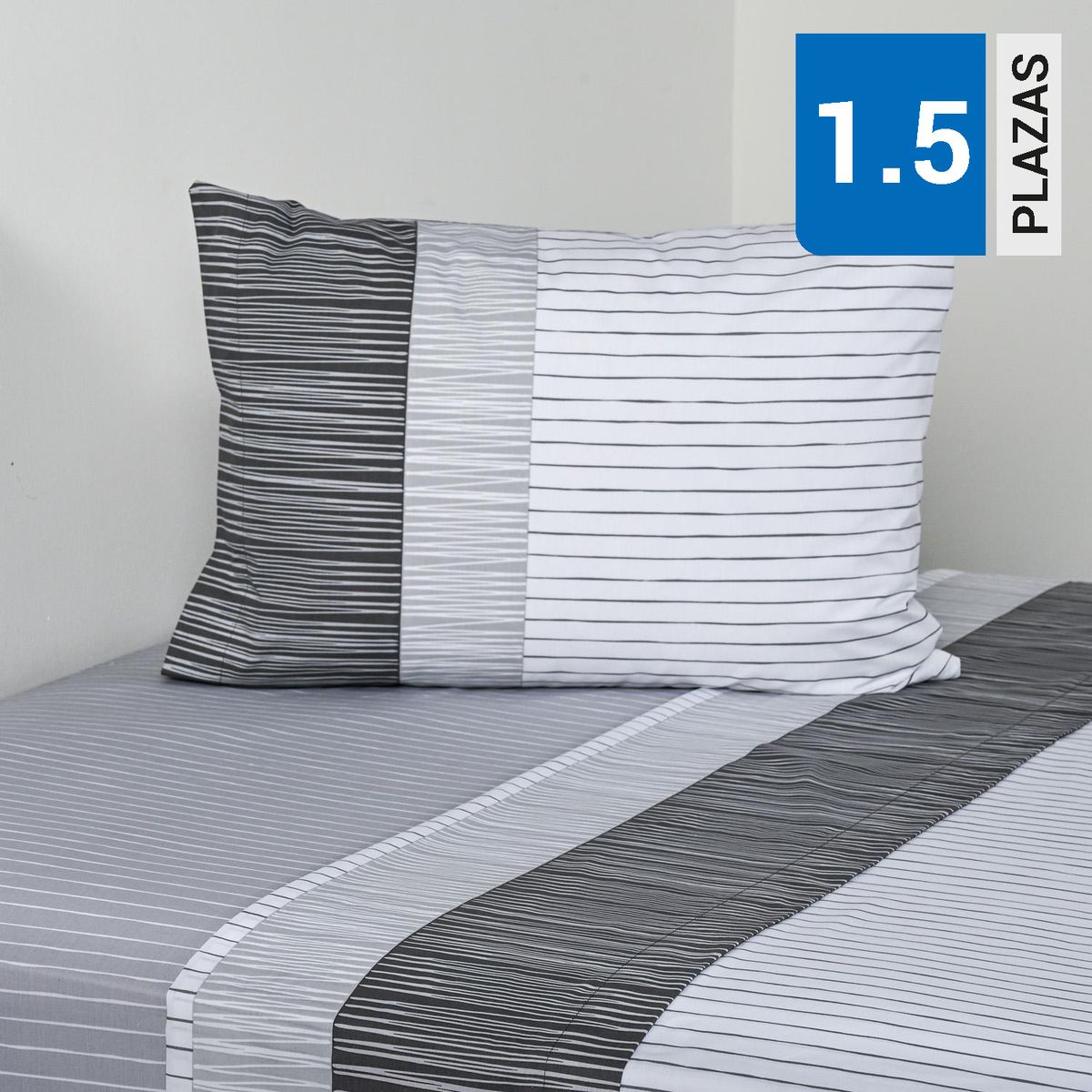 AMERICAN FAMILY - Juego de Sábanas Kendari 1.5 plazas 144 Hilos Blanco