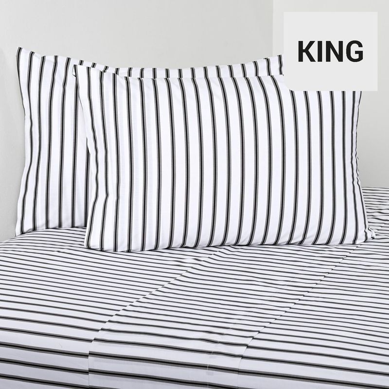 ROYAL SUPREME - Juego de Sábanas Lines Stripes King 220 Hilos Gris