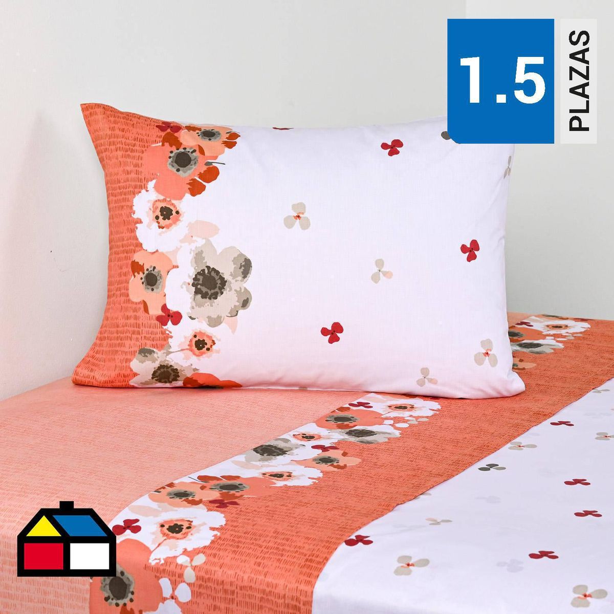 AMERICAN FAMILY - Juego de Sábanas Alba 1.5 plazas 144 Hilos Azul