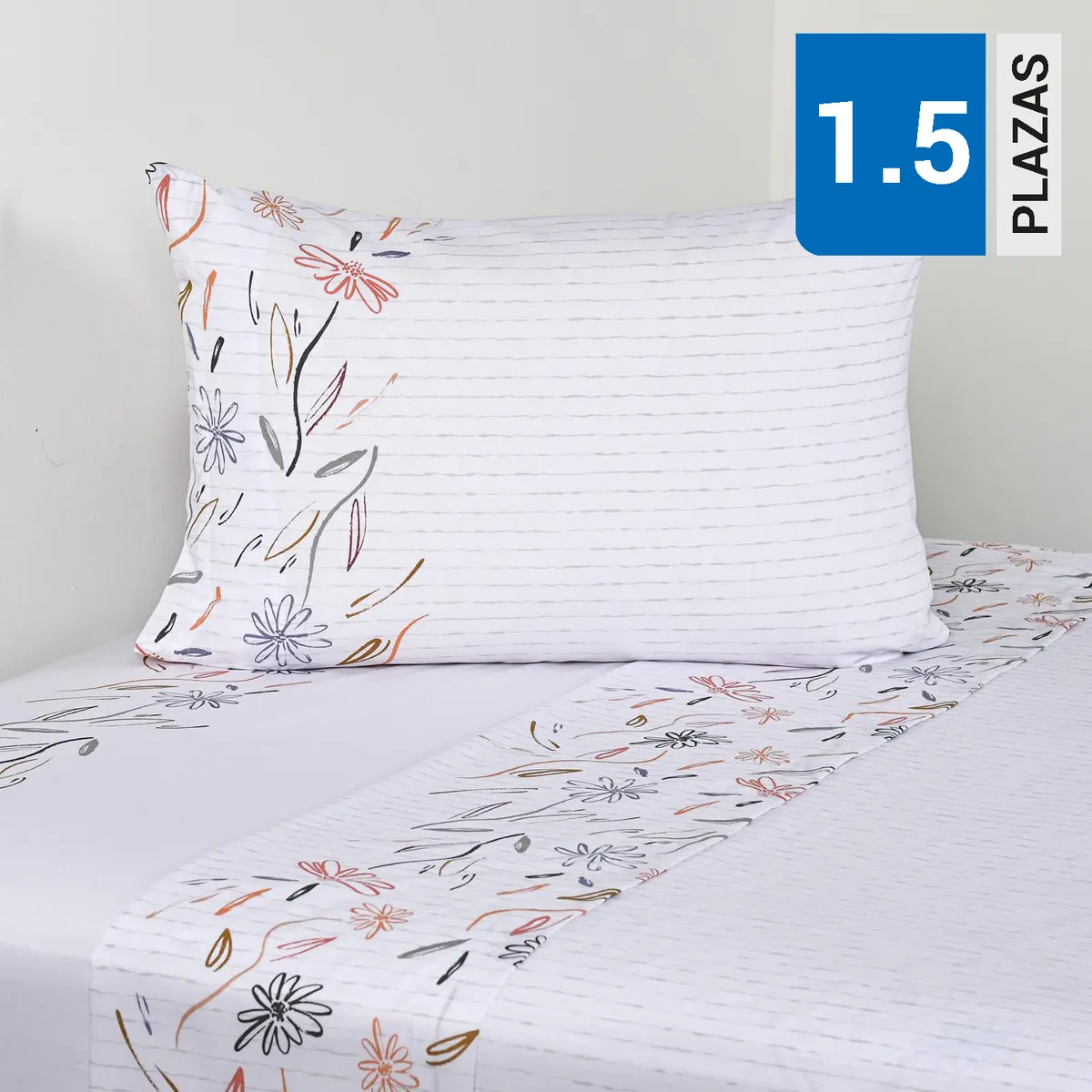 ELEMENT & CO - Juego de Sábanas Tracing 1.5 plazas 200 Hilos Amarillo