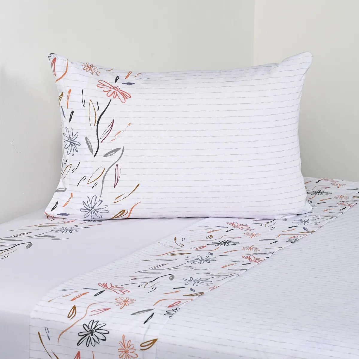 ELEMENT & CO - Juego de Sábanas Tracing 1.5 plazas 200 Hilos Amarillo