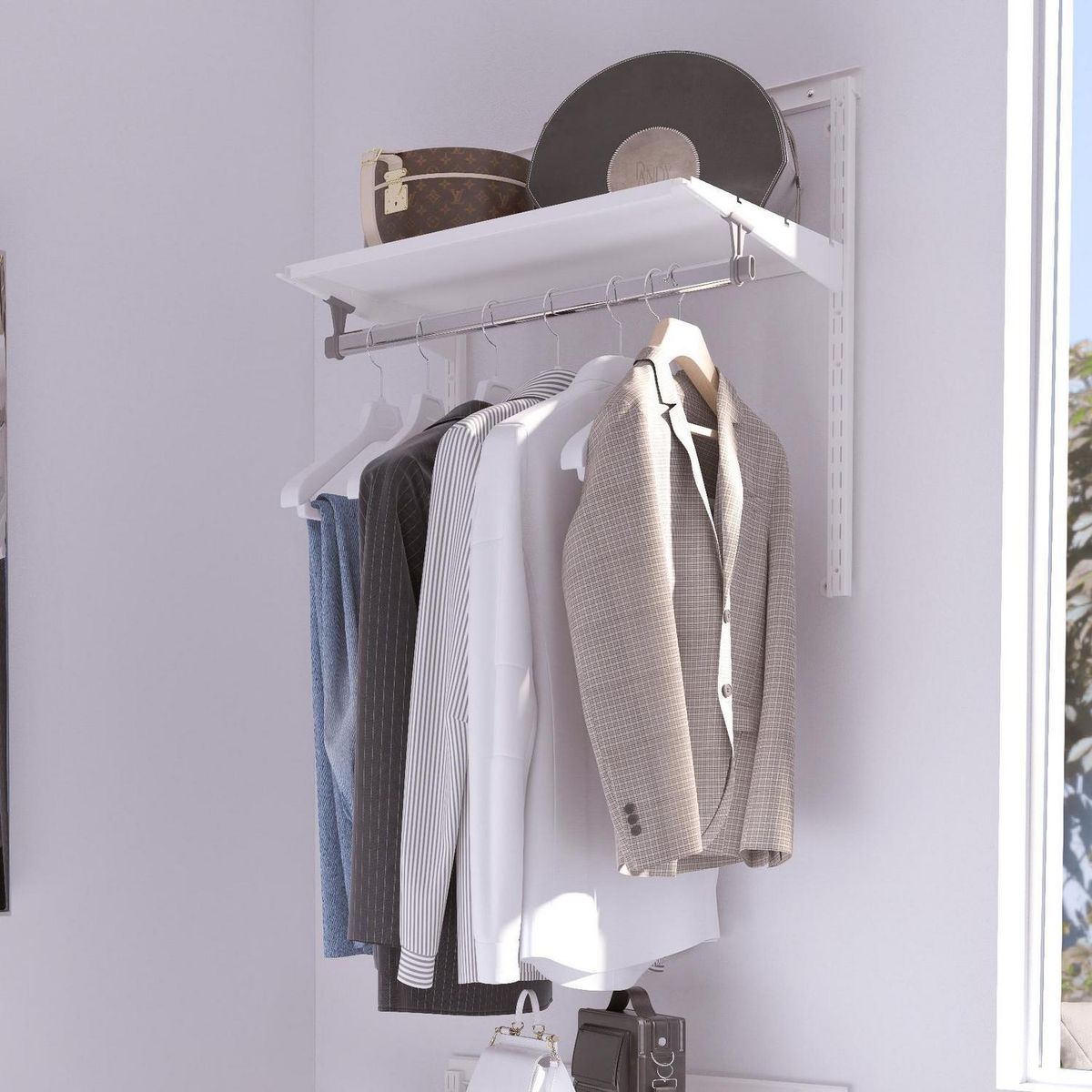 DUCASSE - Estante Plegable de Pared Acero 1 Nivel(es) 65x66x39 cm Blanco