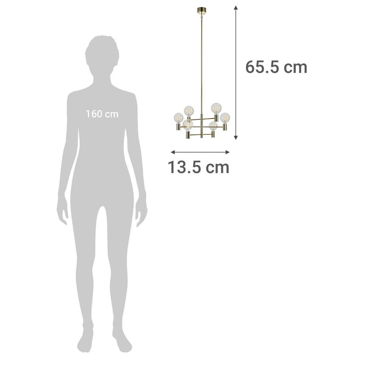 BP ILUMINACION - Lámpara Colgante Capital 6 Luces Metal Naranjo