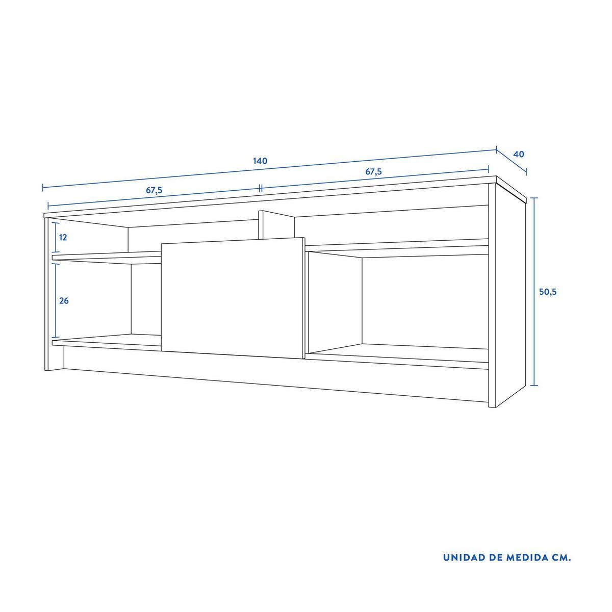 CIC - Rack bajo Colbun 2 puertas - 1 cajón olmo-blanco