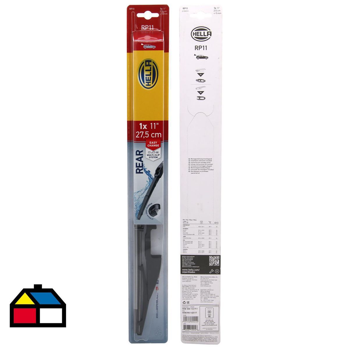 HELLA - Plumilla Trasera Hella 11 " para Auto con Adaptador Universal