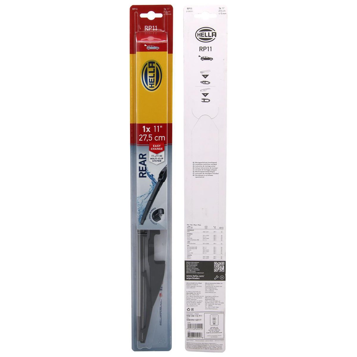 HELLA - Plumilla Trasera Hella 11 " para Auto con Adaptador Universal