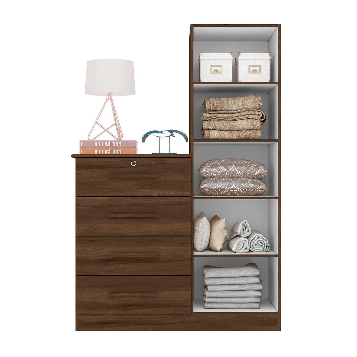 VEKKAHOME - Cómoda 4 Cajón(es) Vex 48.3x14.9x166.9 cm Café