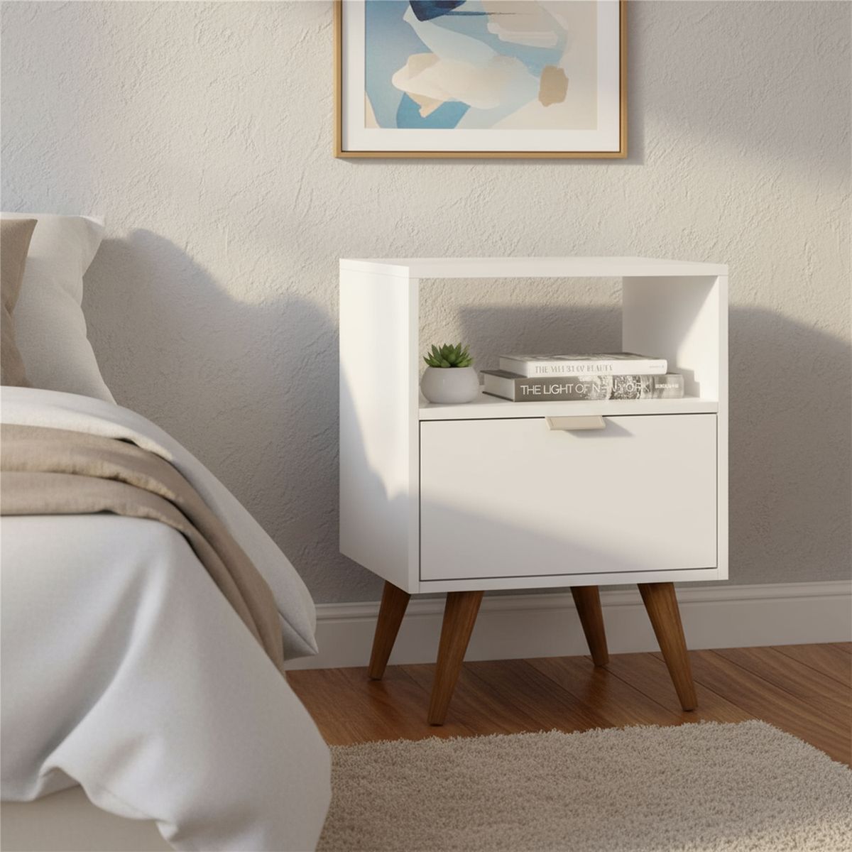 VEKKAHOME - Velador 1 Cajón(es) 0 45x60x38 cm Blanco