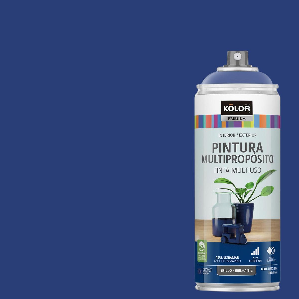 KOLOR - Pintura Esmalte Base Agua Spray 0.4 l Brillante azul