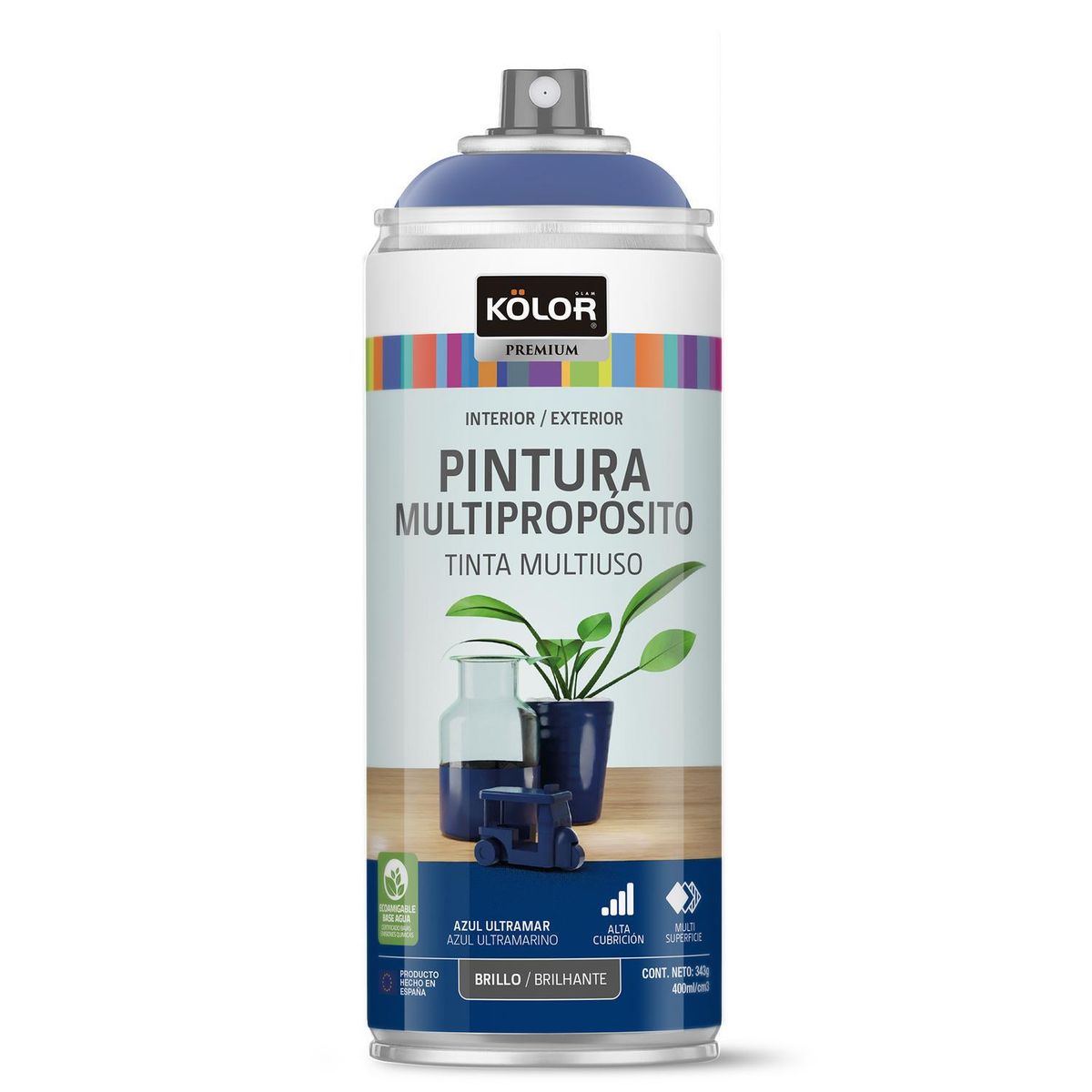 KOLOR - Pintura Esmalte Base Agua Spray 0.4 l Brillante azul