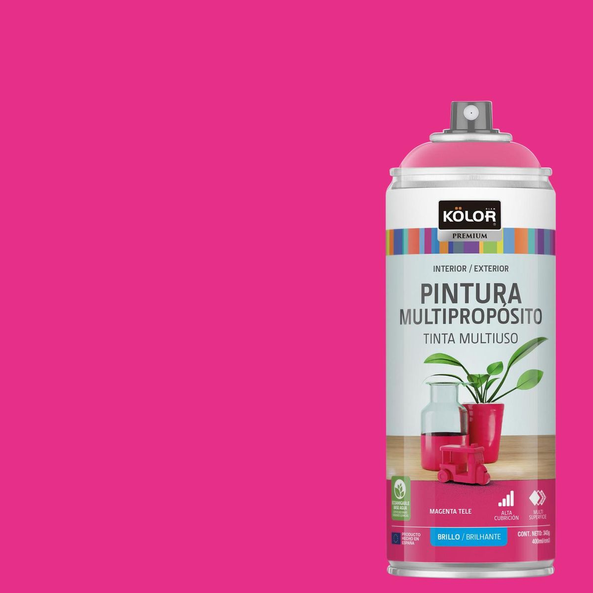 KOLOR - Pintura Esmalte Base Agua Spray 0.4 l Brillante magenta