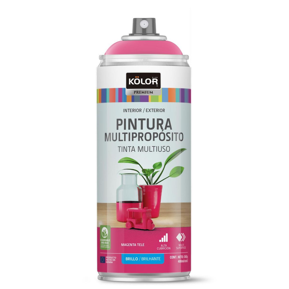 KOLOR - Pintura Esmalte Base Agua Spray 0.4 l Brillante magenta