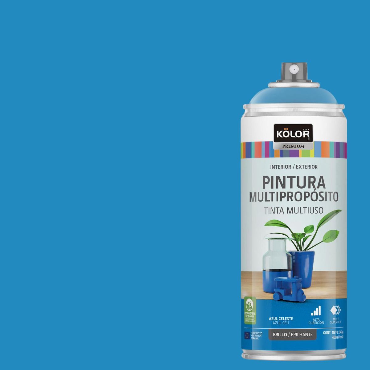 KOLOR - Pintura Esmalte Base Agua Spray 0.4 l Brillante azul