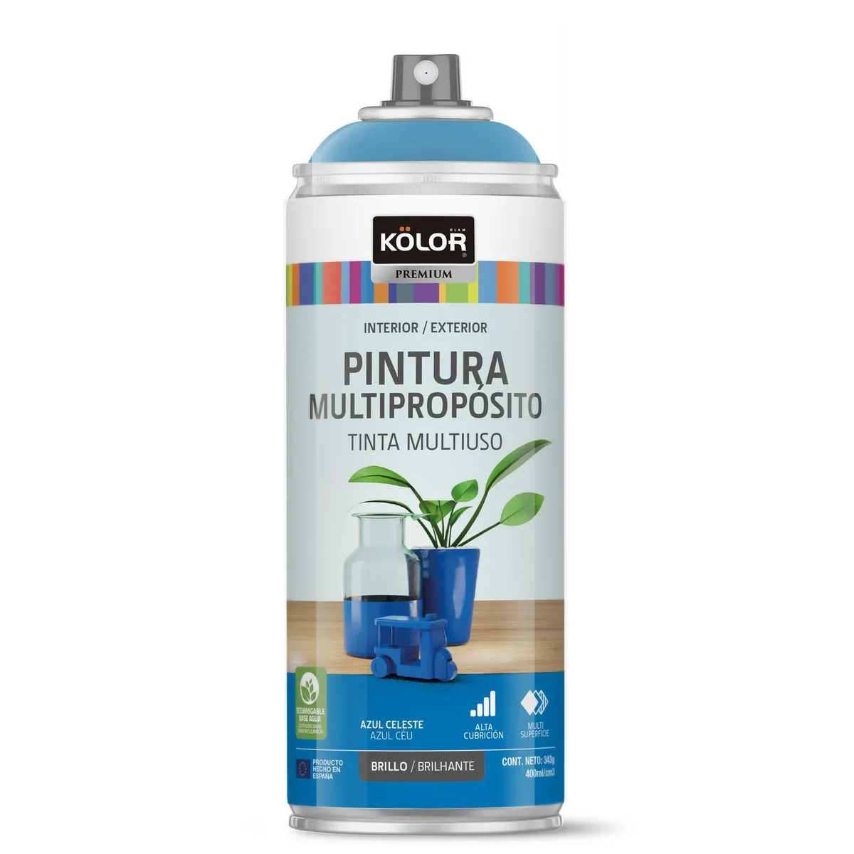 KOLOR - Pintura Esmalte Base Agua Spray 0.4 l Brillante azul