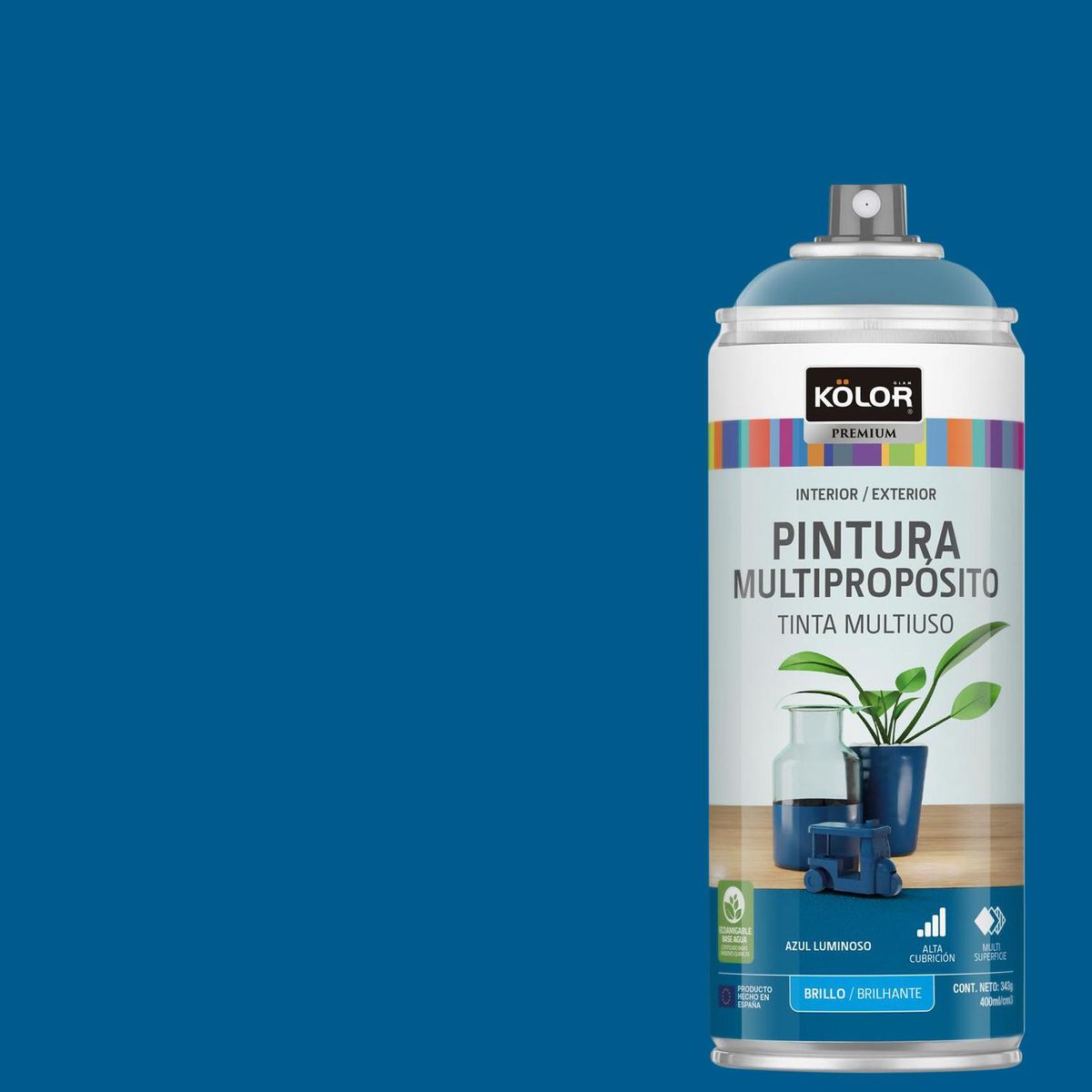 KOLOR - Pintura Esmalte Base Agua Spray 0.4 l Brillante azul