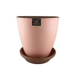 MESTIZA - Set Macetero y Plato Zafiro de Arcilla 17x16 Rosa Mate