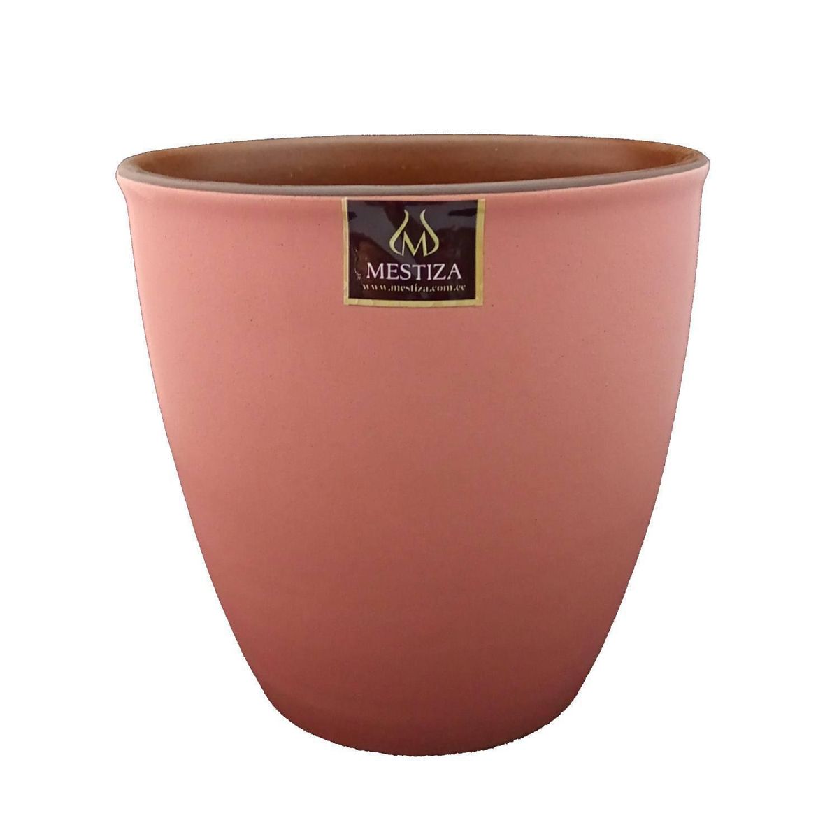 MESTIZA - Set Macetero y Plato Zafiro de Arcilla 17x16 Rosa Mate