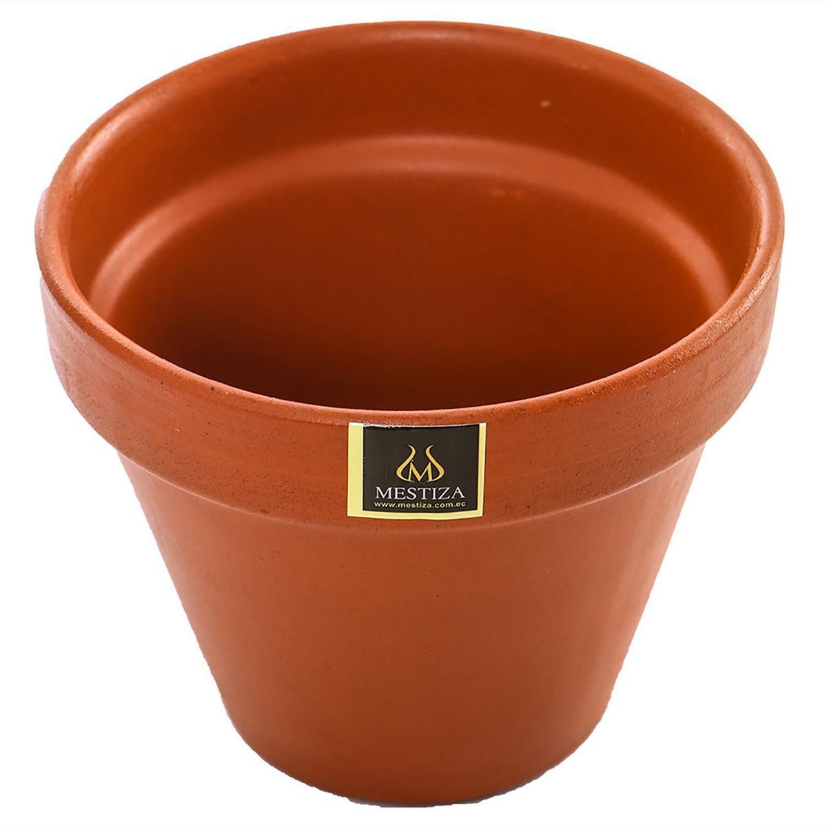 MESTIZA - Set 3 Maceteros y Platos Kony de Arcilla 15x12 Terracota