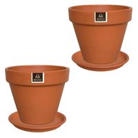 Set 2 Maceteros y Platos Kony de Arcilla 24x19 Terracota