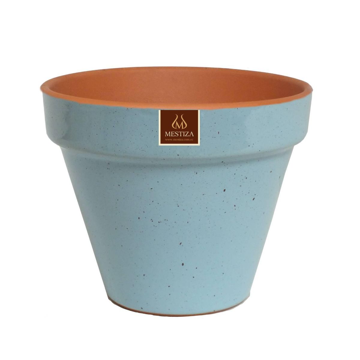 MESTIZA - Set 2 Maceteros y Platos Kony de Arcilla 24x19 Azul