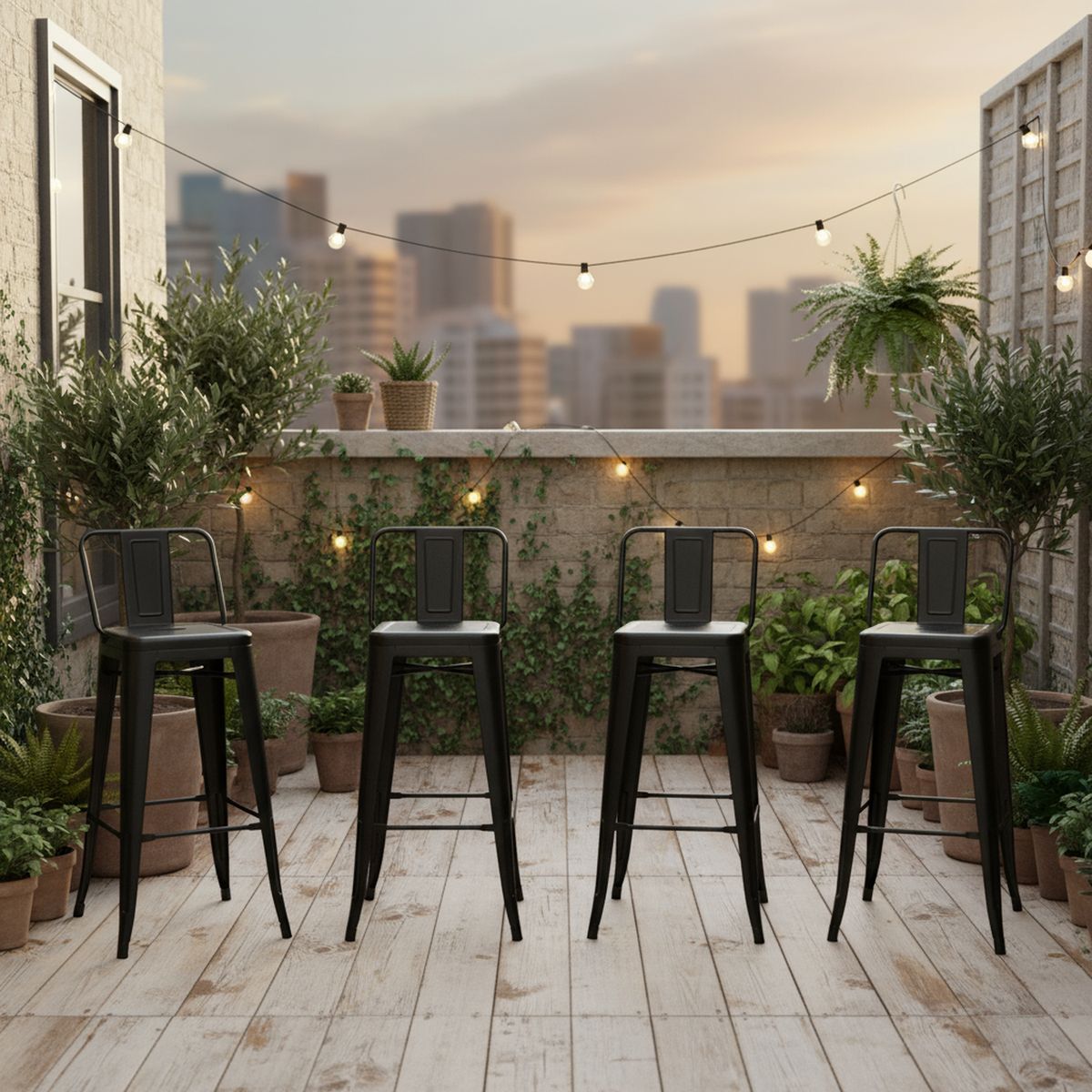 DE PIES A CABEZA - Pack 4 Pisos Tolix R Negro 66x32x32 cm