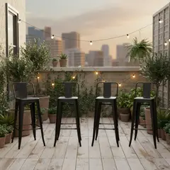 DE PIES A CABEZA - Pack 4 Pisos Tolix R Negro 66x32x32 cm