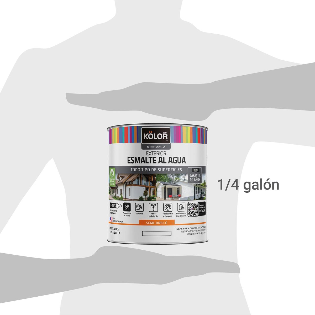 KOLOR - Esmalte al agua standard interior semibrillo base tint 1/4 galón