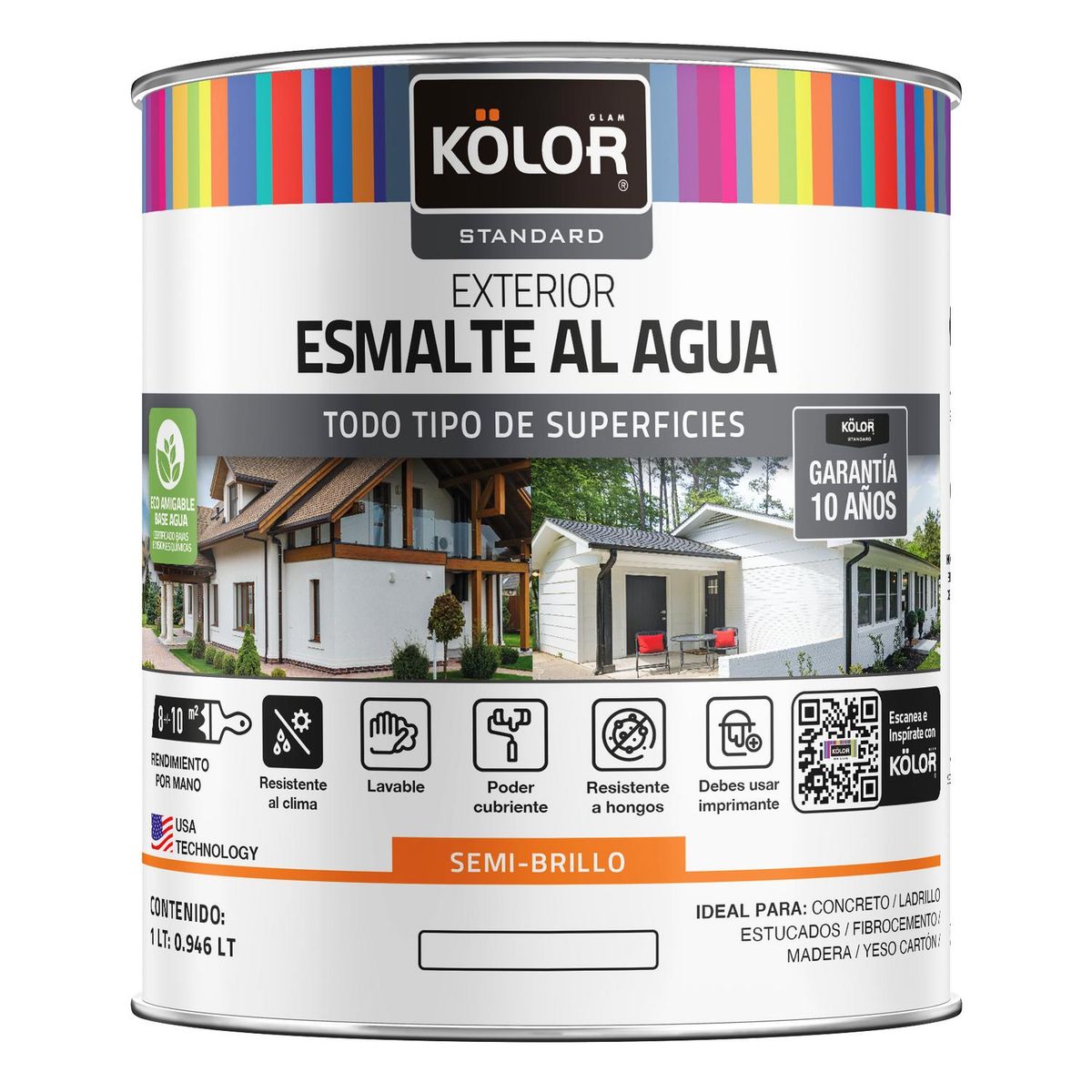 KOLOR - Esmalte al agua standard interior semibrillo base accent 1/4 galón
