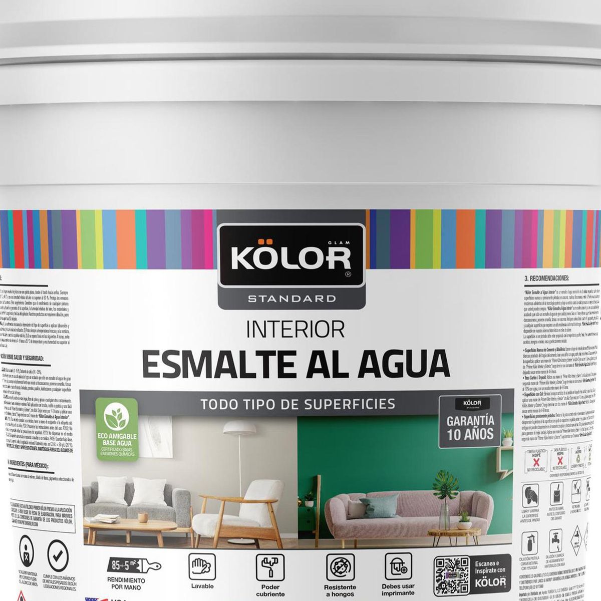 KOLOR - Esmalte al agua standard interior semibrillo base accent 2 galones