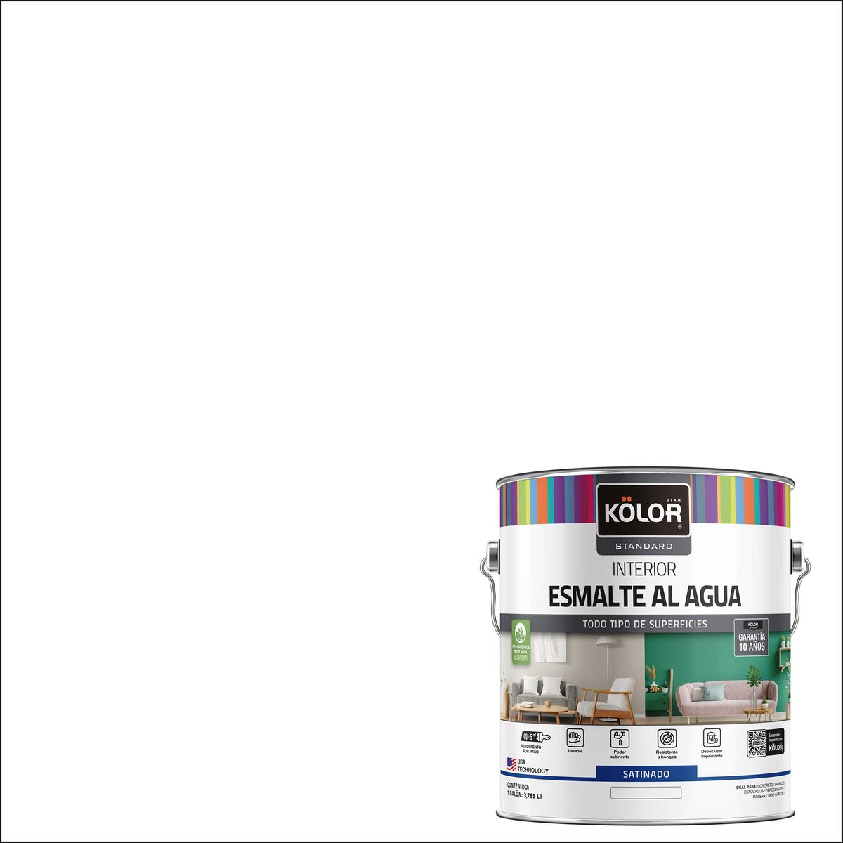 KOLOR - Esmalte al Agua Galón 1 galón(es) Satinado Blanco