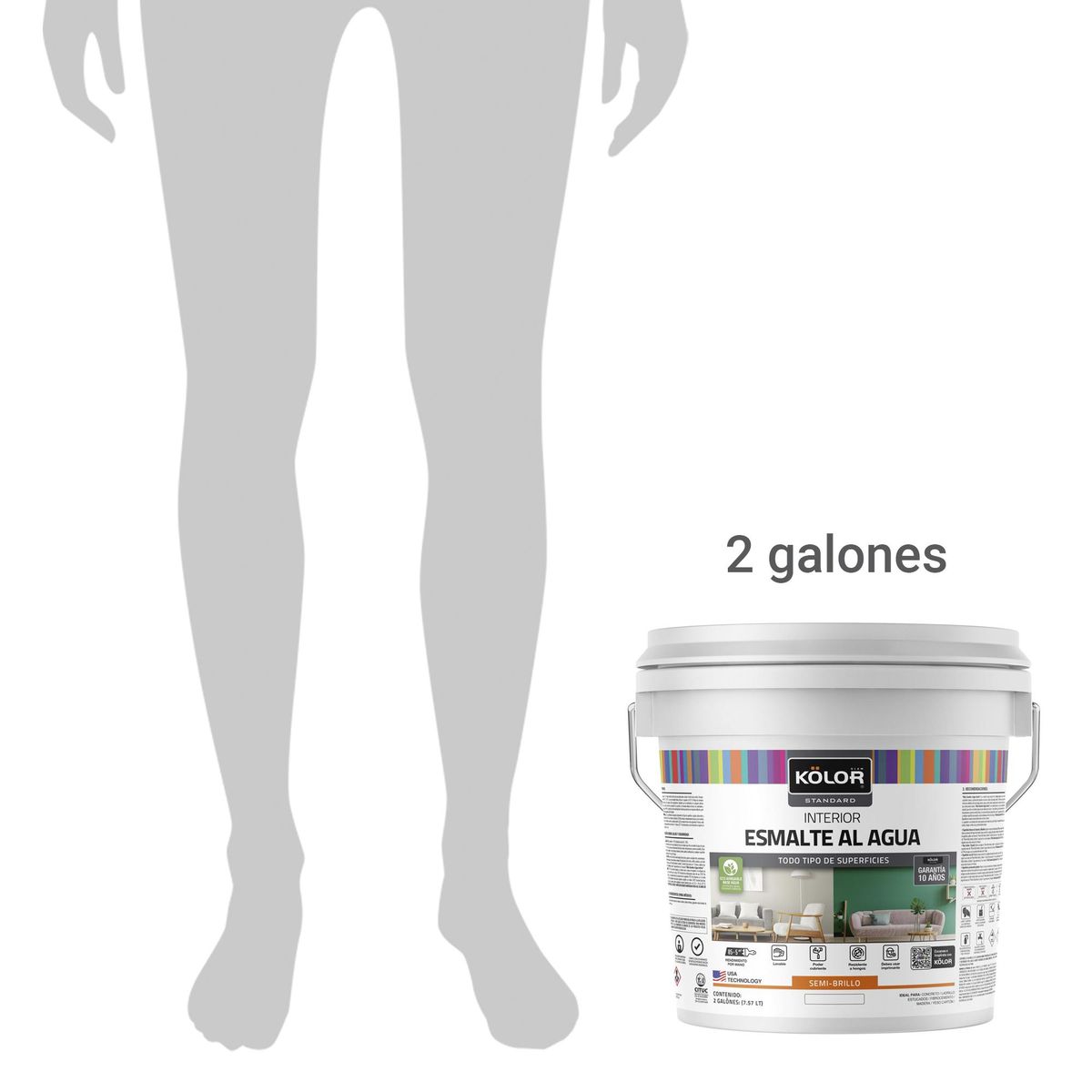 KOLOR - Esmalte al agua standard interior semibrillo base tint 2 galones